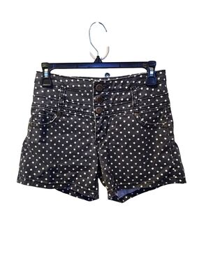 Hot Kiss Polka Dot Denim Shorts Womens Size 2 High Waisted Button Front